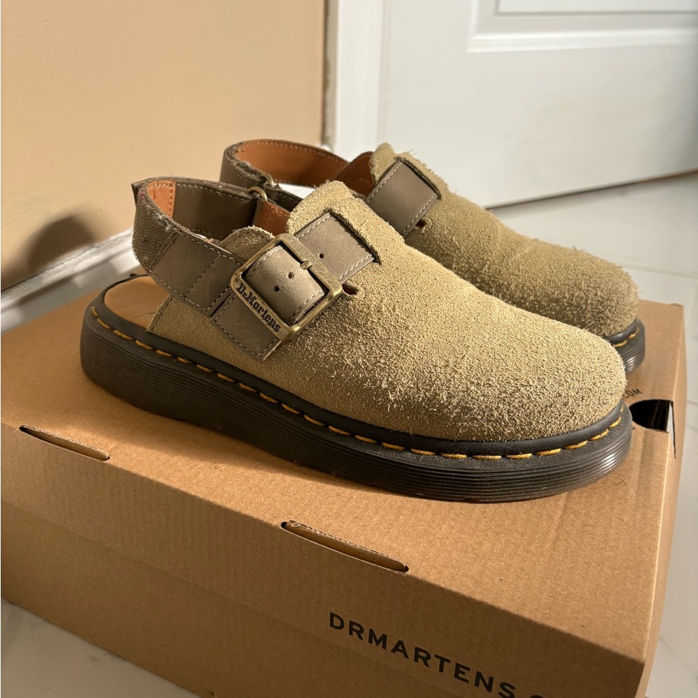 DrMartens Olive Green Suede Mules